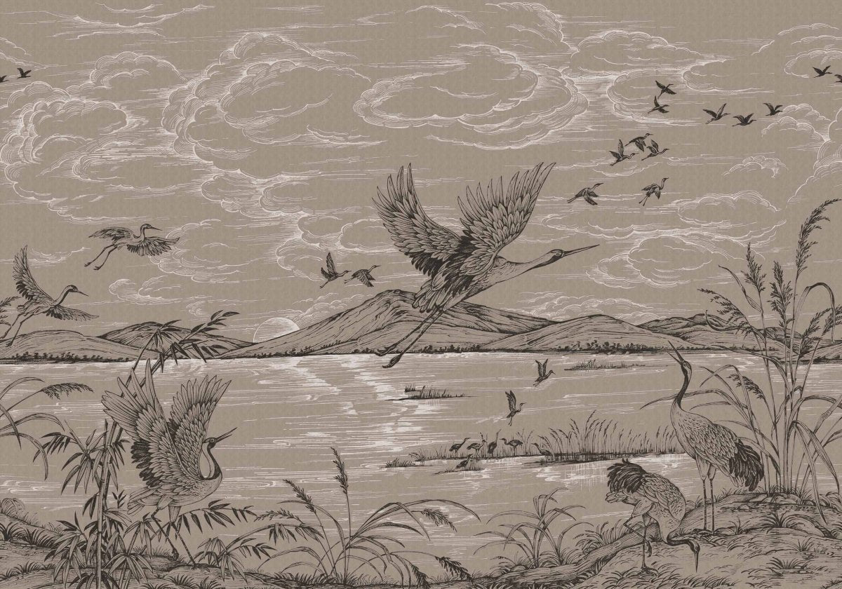 Coordonné Forbidden City Heron's Poetry Jute behang B00157 - LAB COLOUR THE WORLD