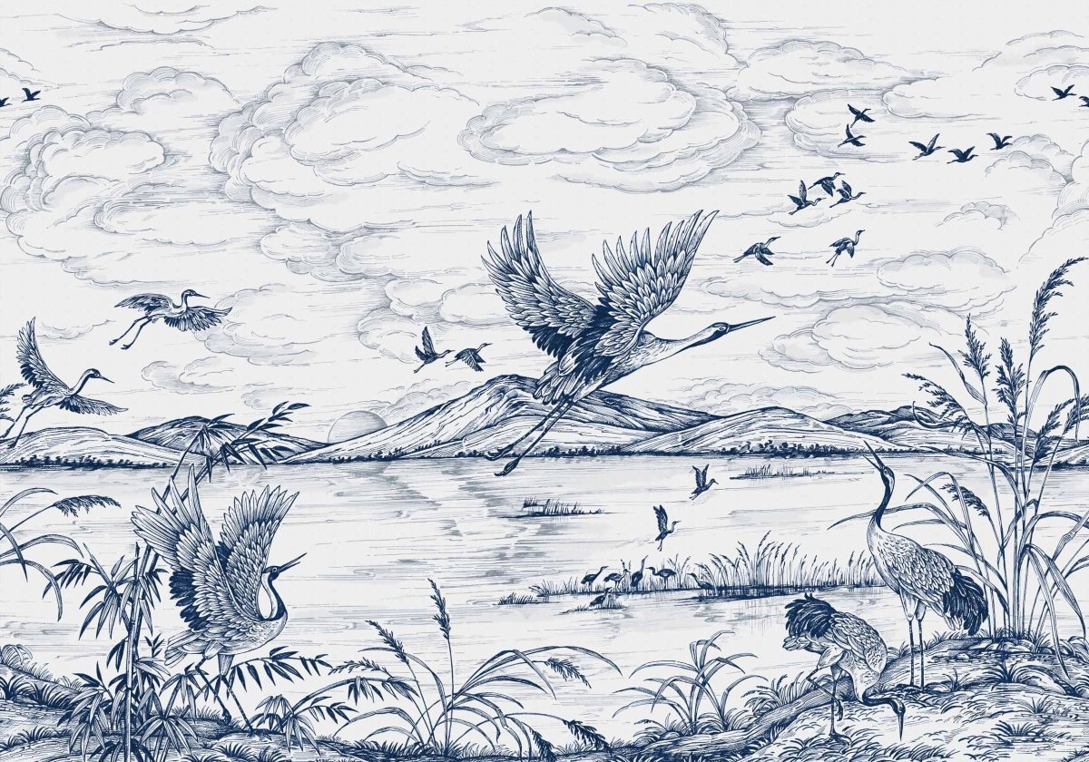 Coordonné Forbidden City Heron's Poetry Sapphire behang B00155 - LAB COLOUR THE WORLD