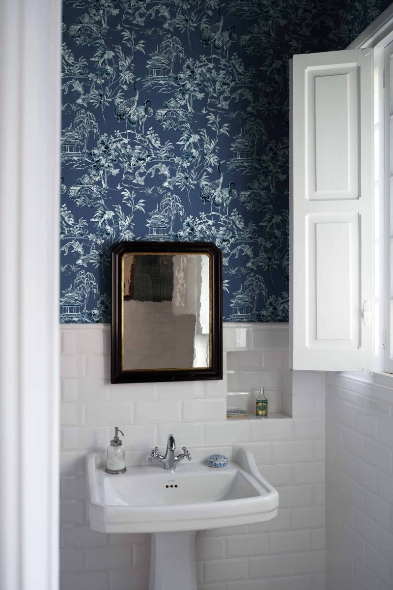 Coordonné Forbidden City Ming Pagoda Navy behang B00139 - LAB COLOUR THE WORLD