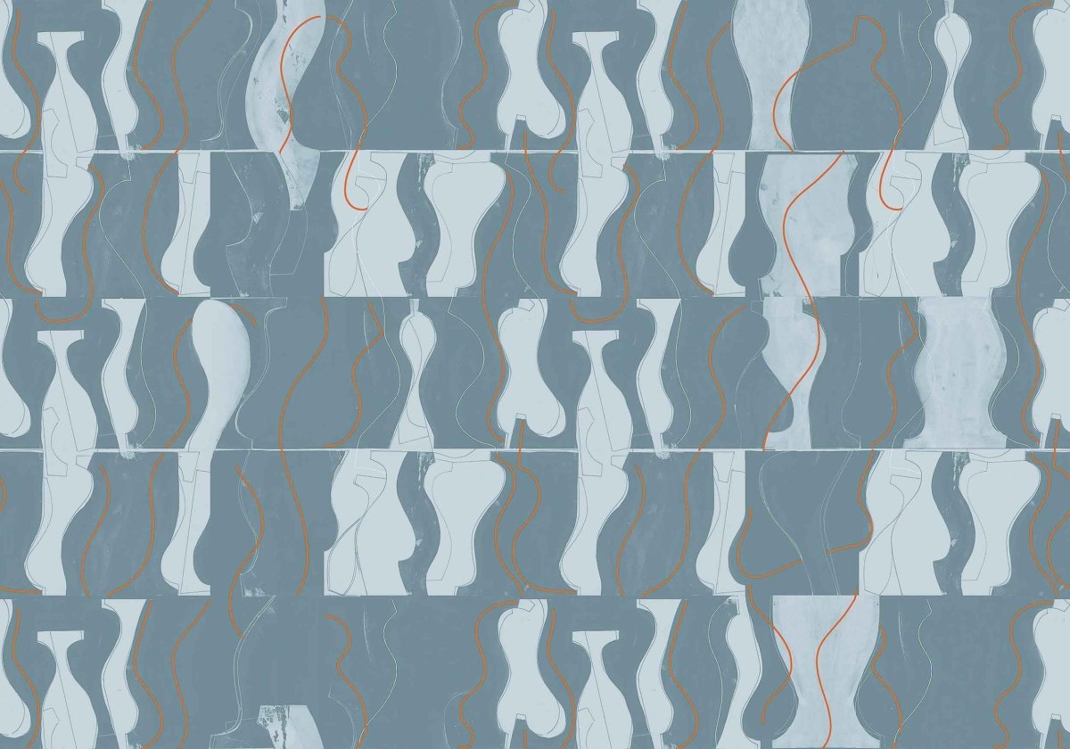 Coordonné Geo Archeological Aqua behang A00110 - LAB COLOUR THE WORLD