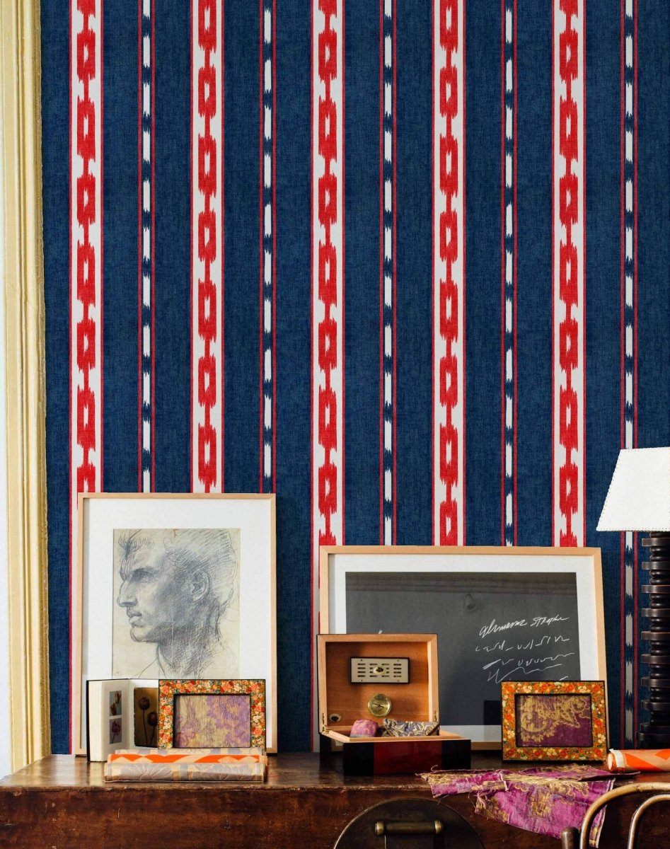 Coordonné Ikart Kente Blue behang A00807 - LAB COLOUR THE WORLD