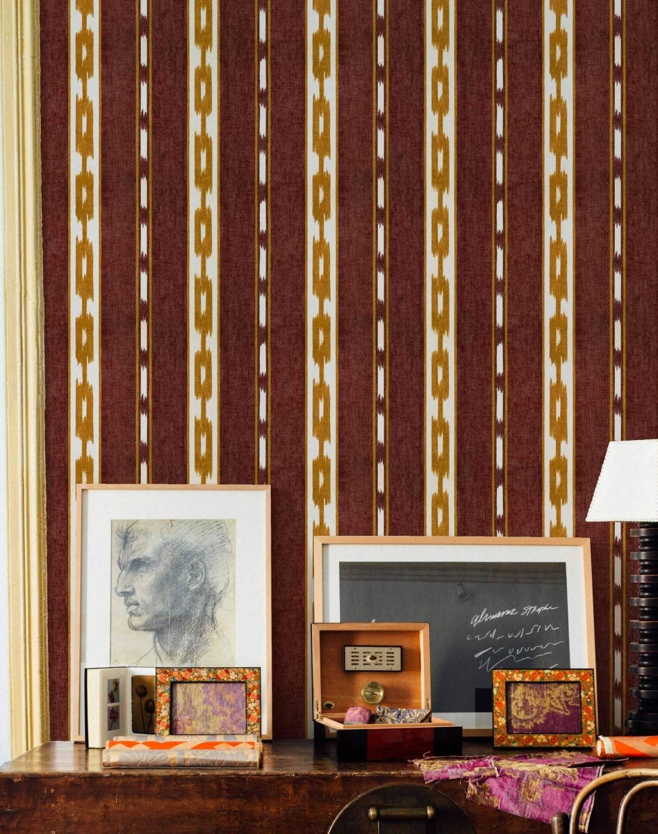 Coordonné Ikart Kente Wine behang A00808 - LAB COLOUR THE WORLD
