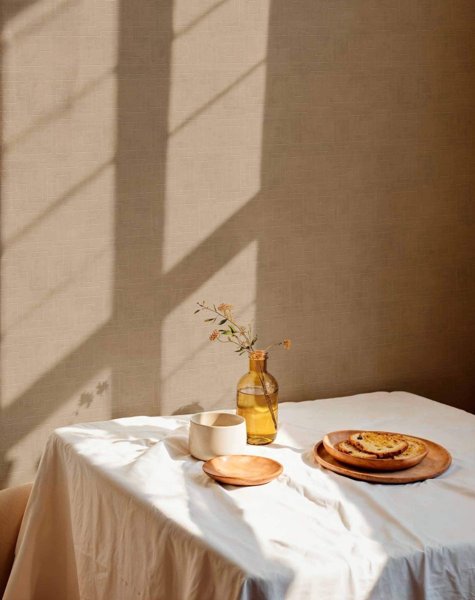 Coordonné Lattice Fretwork Sand behang B00506 - LAB COLOUR THE WORLD