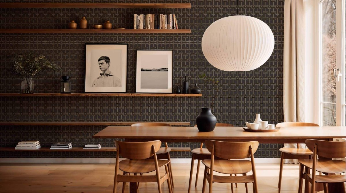 Coordonné Lattice Grid Slate behang B00559 - LAB COLOUR THE WORLD