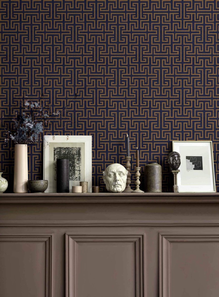 Coordonné Lattice Maze Ultramarine behang B00552 - LAB COLOUR THE WORLD