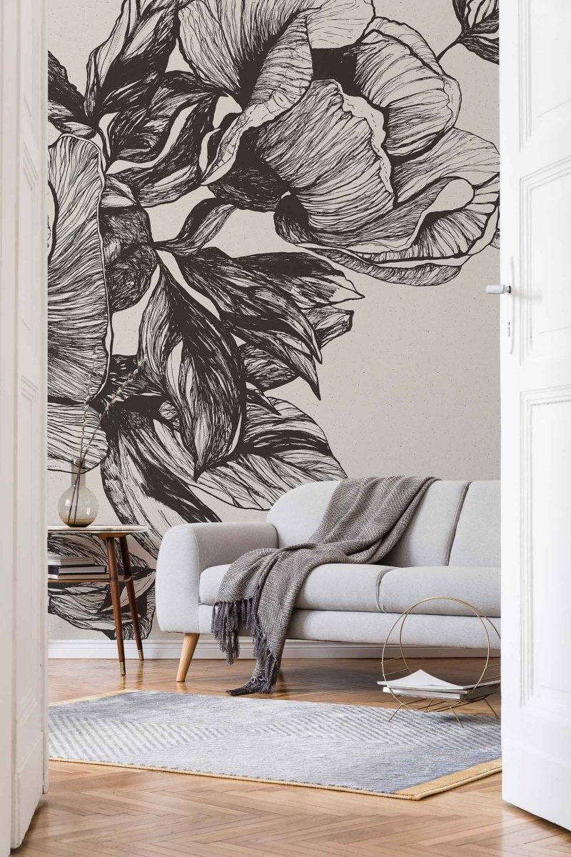 Coordonné Naturae Giant Peonies Ink behang 9500700 - LAB COLOUR THE WORLD