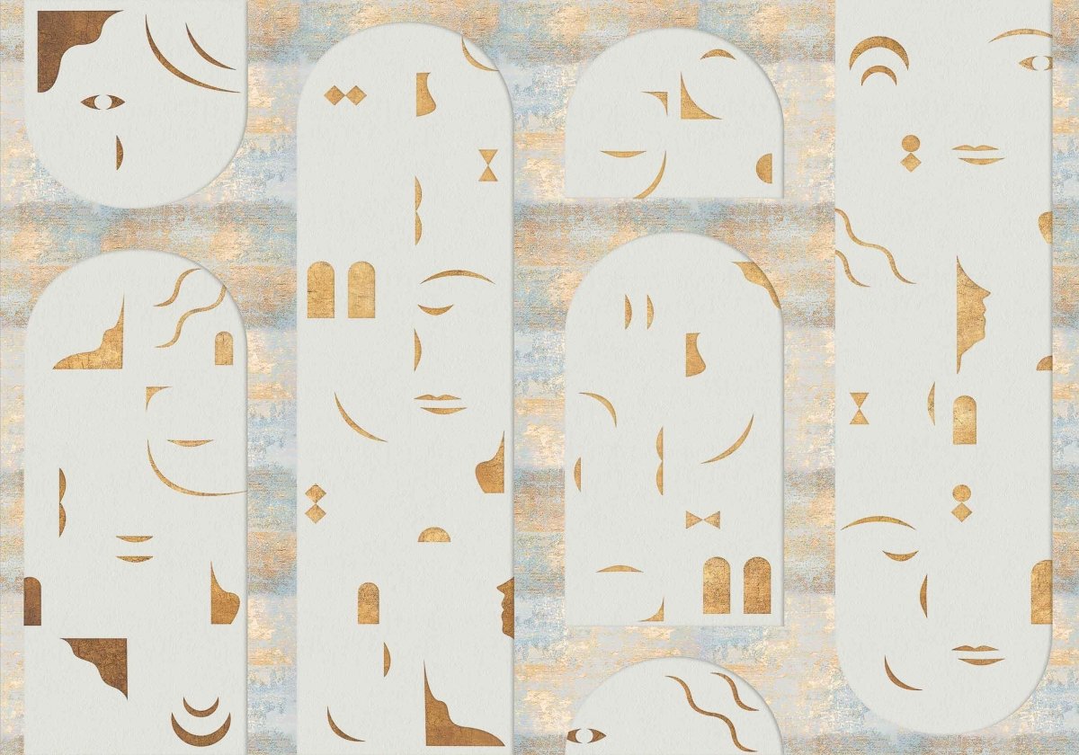 Coordonné Random Archist Rostros Gold behang 9000025 - LAB COLOUR THE WORLD