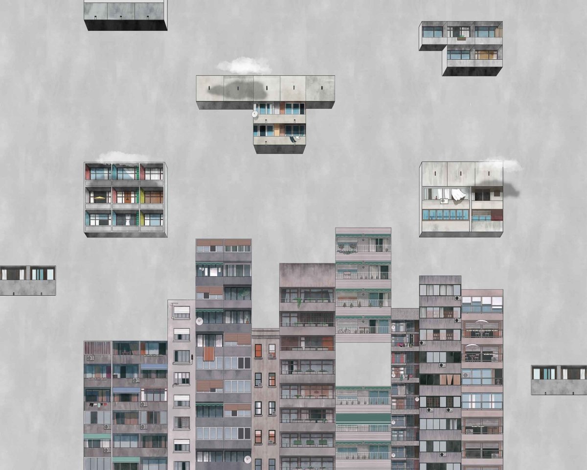 Coordonné Random Archist Tetris Rainy behang 9000042 - LAB COLOUR THE WORLD