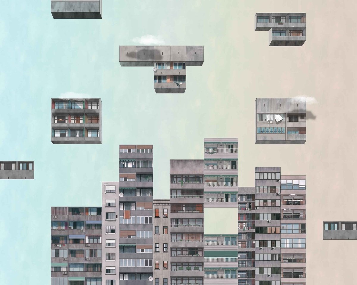 Coordonné Random Archist Tetris Sunset behang 9000043 - LAB COLOUR THE WORLD