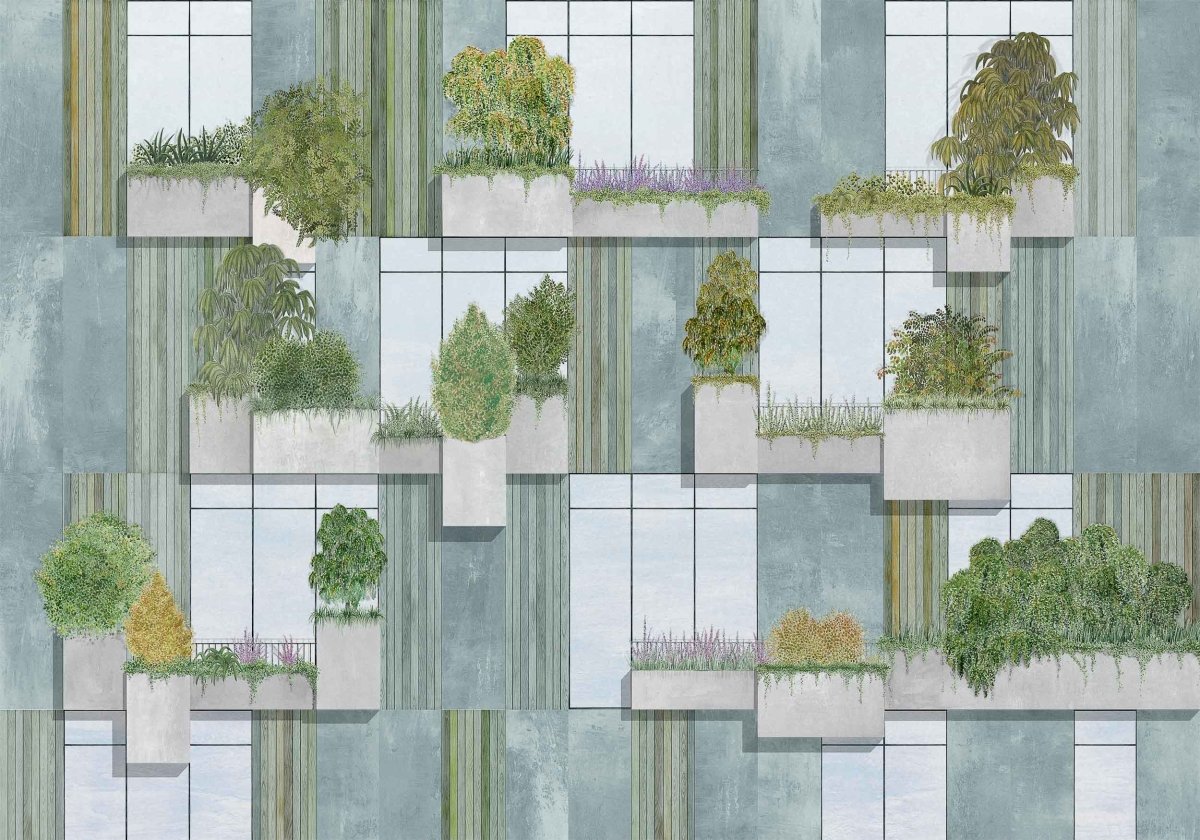 Coordonné Random Archist Vertical Forest Grey behang 9000062 - LAB COLOUR THE WORLD