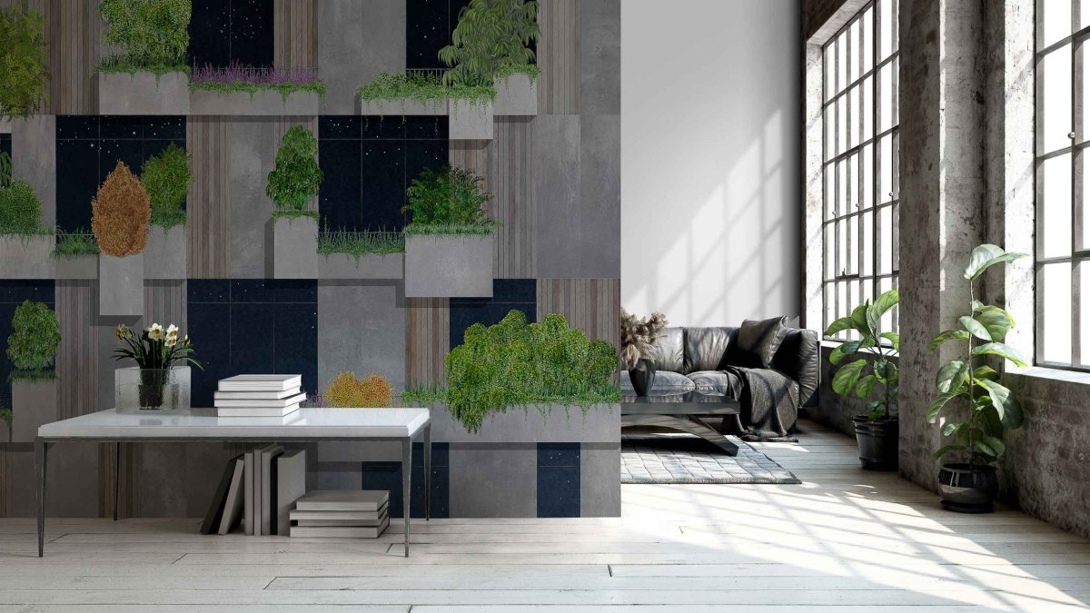 Coordonné Random Archist Vertical Forest Night behang 9000061 - LAB COLOUR THE WORLD