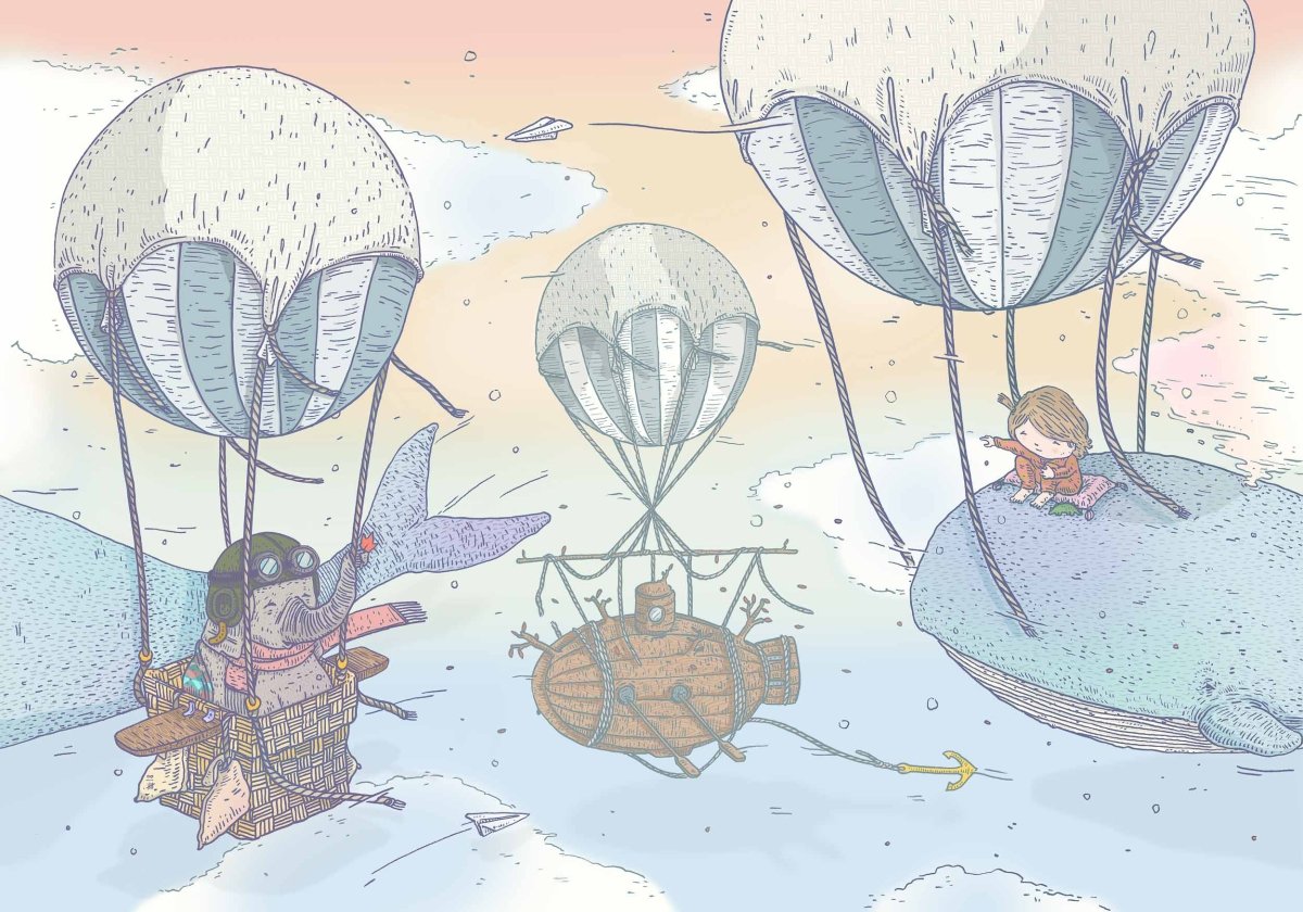 Coordonné Random Kids Balloon Rides Dawn behang 9700031 - LAB COLOUR THE WORLD
