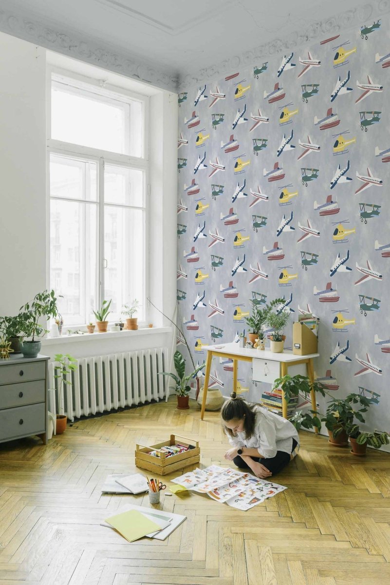Coordonné Random Kids Draft planes behang 9700172 - LAB COLOUR THE WORLD