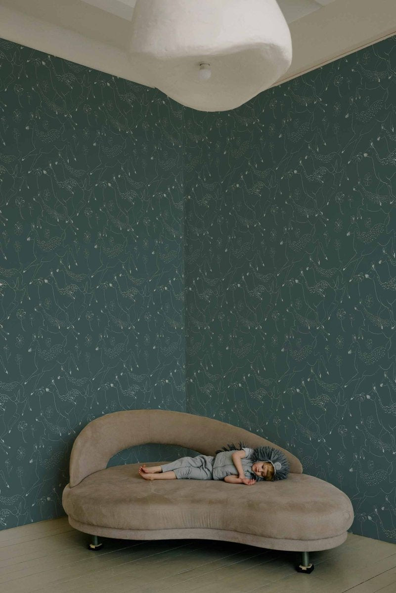 Coordonné Random Kids Jumping bambis Aqua behang 9700164 - LAB COLOUR THE WORLD