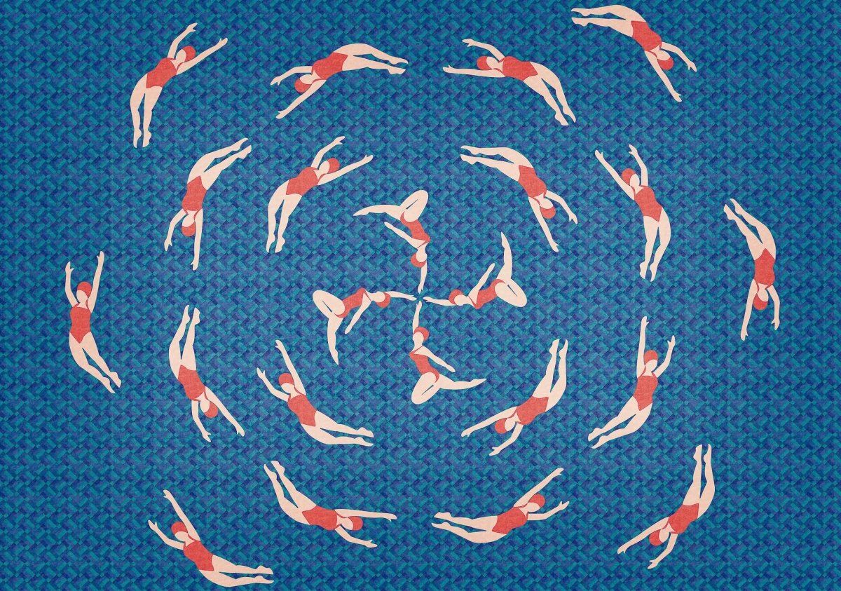 Coordonné Random Papers Swimmers behang 6500020 - LAB COLOUR THE WORLD