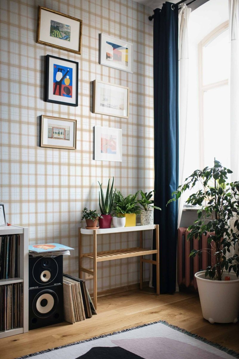 Coordonné Stripes & Checks Check 11,5 Curry behang A00766 - LAB COLOUR THE WORLD