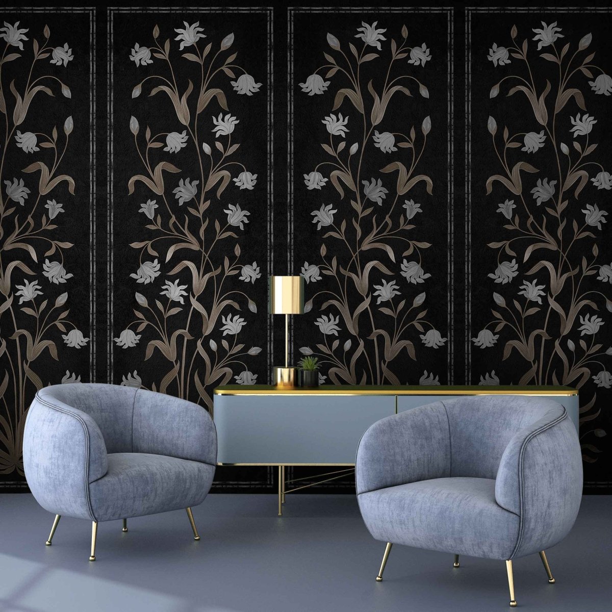 Coordonné Wander Daffodil Black behang 9200043 - LAB COLOUR THE WORLD