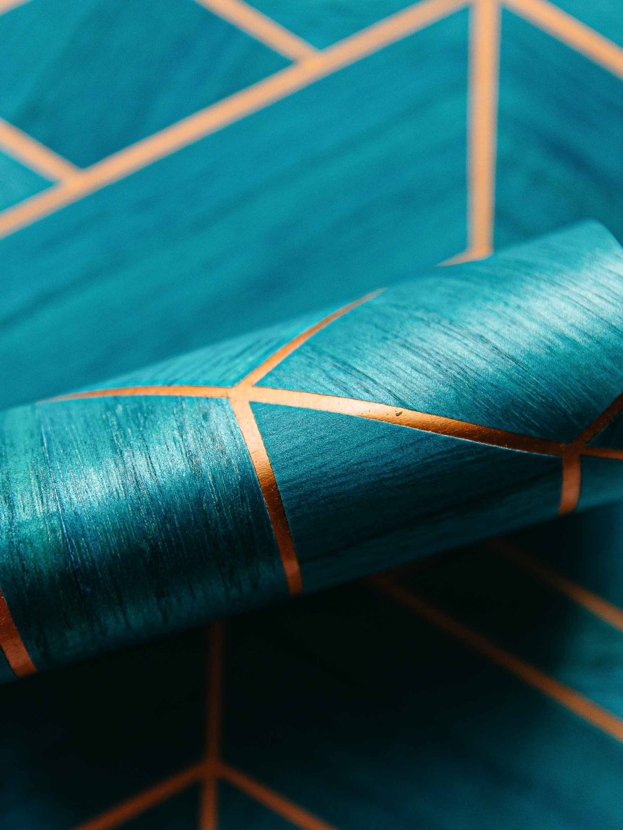 Coordonné Woodcraft Hexagon Aqua behang A00448 - LAB COLOUR THE WORLD