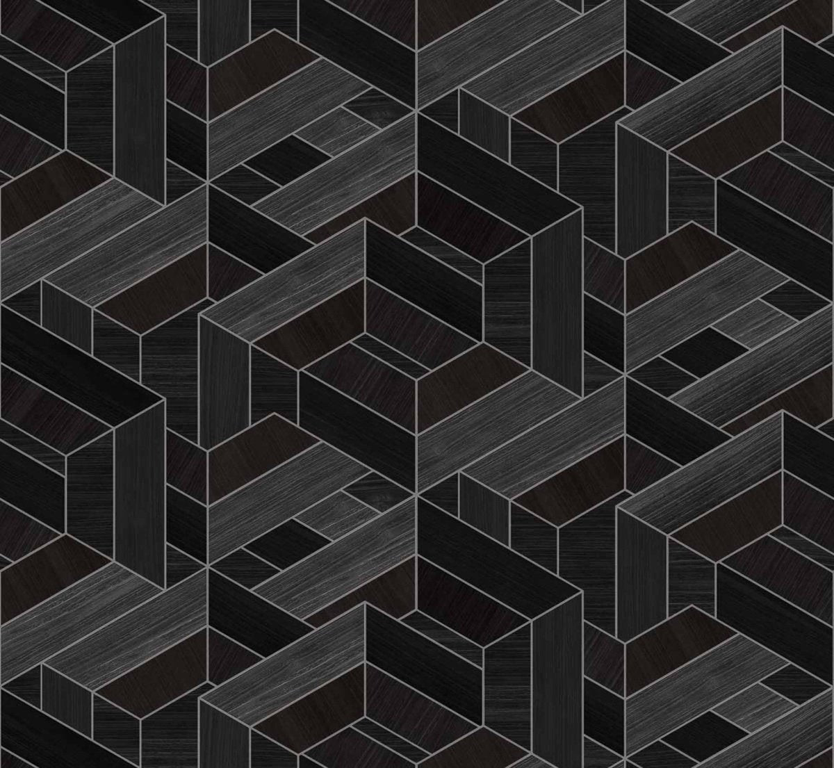 Coordonné Woodcraft Hexagon Coal behang A00445 - LAB COLOUR THE WORLD