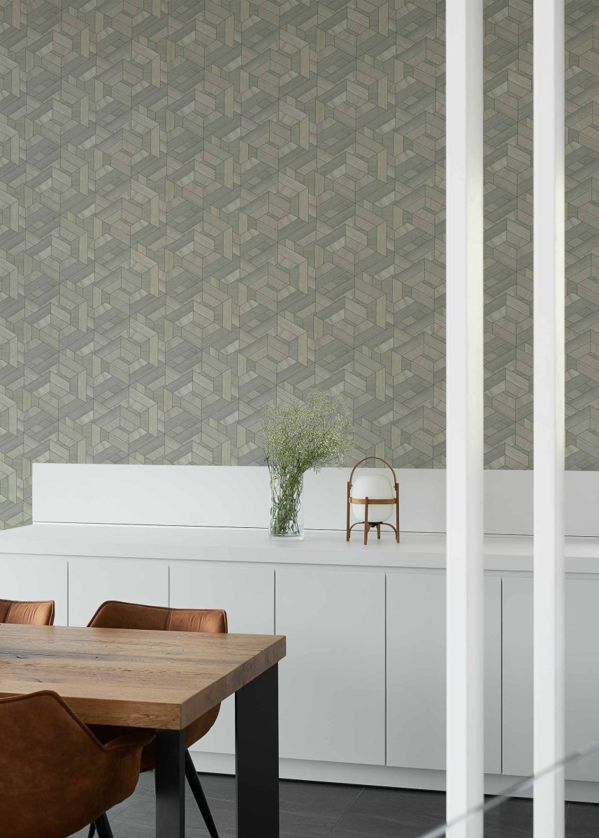 Coordonné Woodcraft Hexagon Pearl behang A00451 - LAB COLOUR THE WORLD