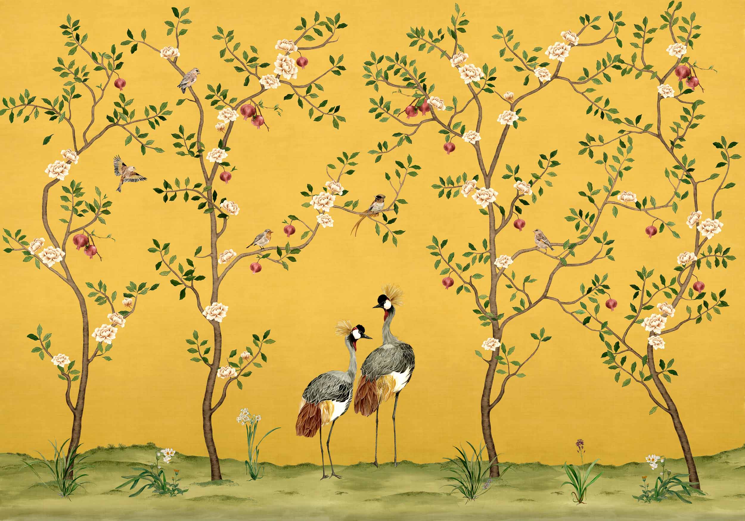 Coordonné Forbidden City Crowned Crane behang B00162 behang afbeelding 1