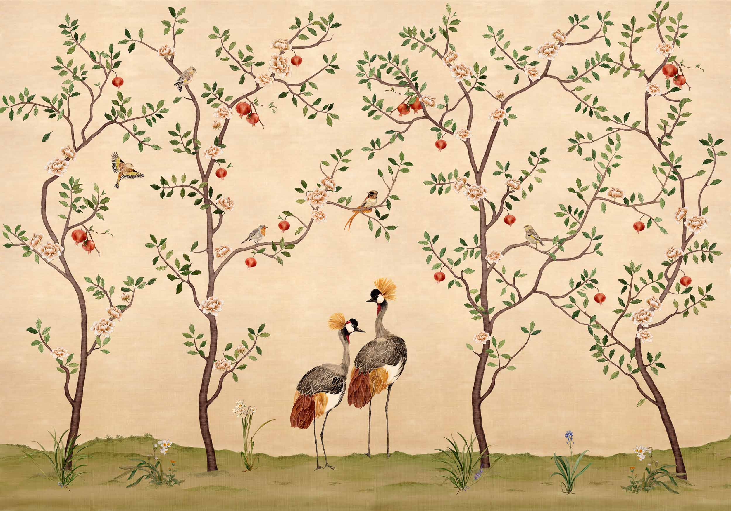 Coordonné Forbidden City Crowned Crane behang B00164 behang afbeelding 1
