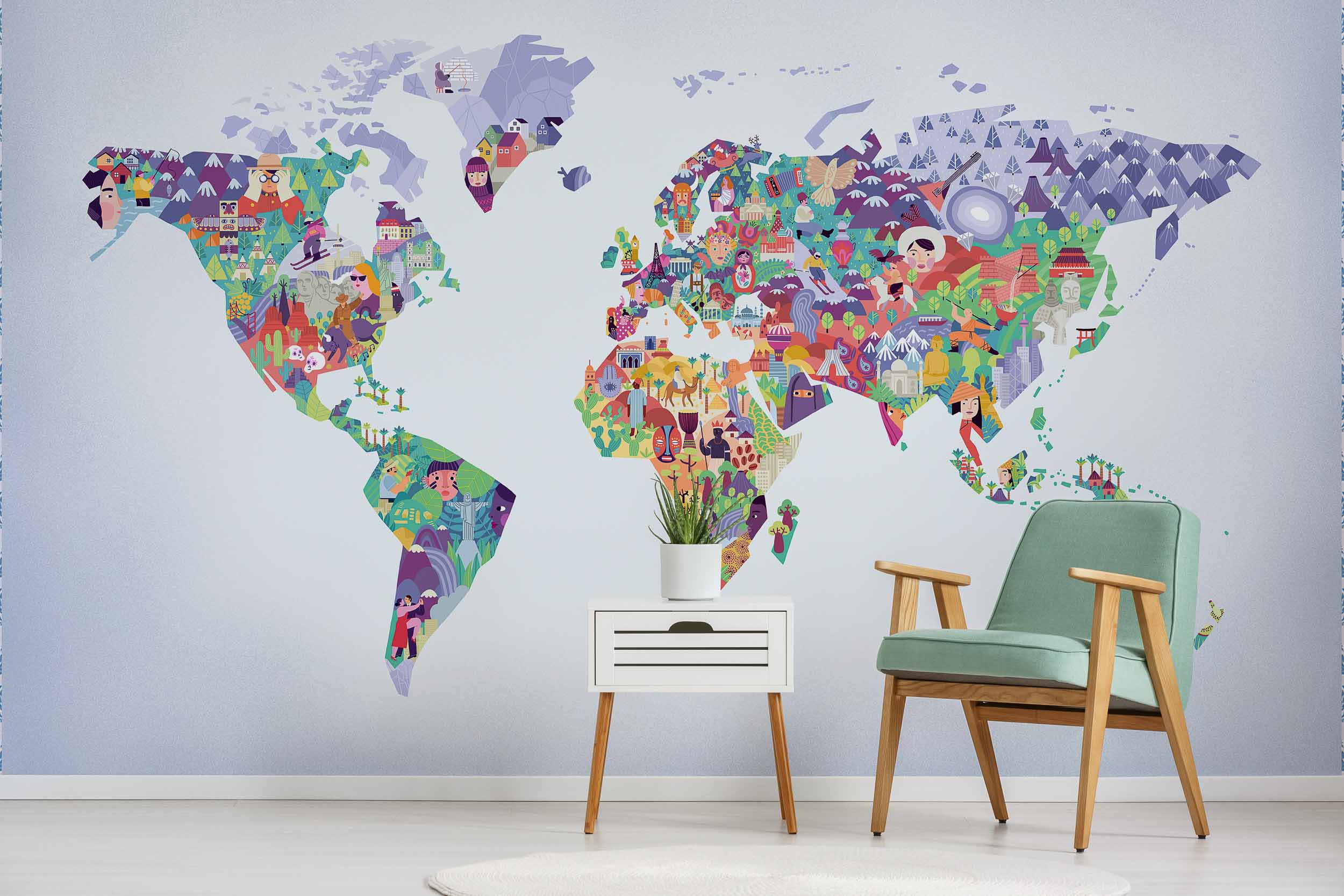 Coordonné Random Kids Diversity Map behang 9700060 sfeer afbeelding 1