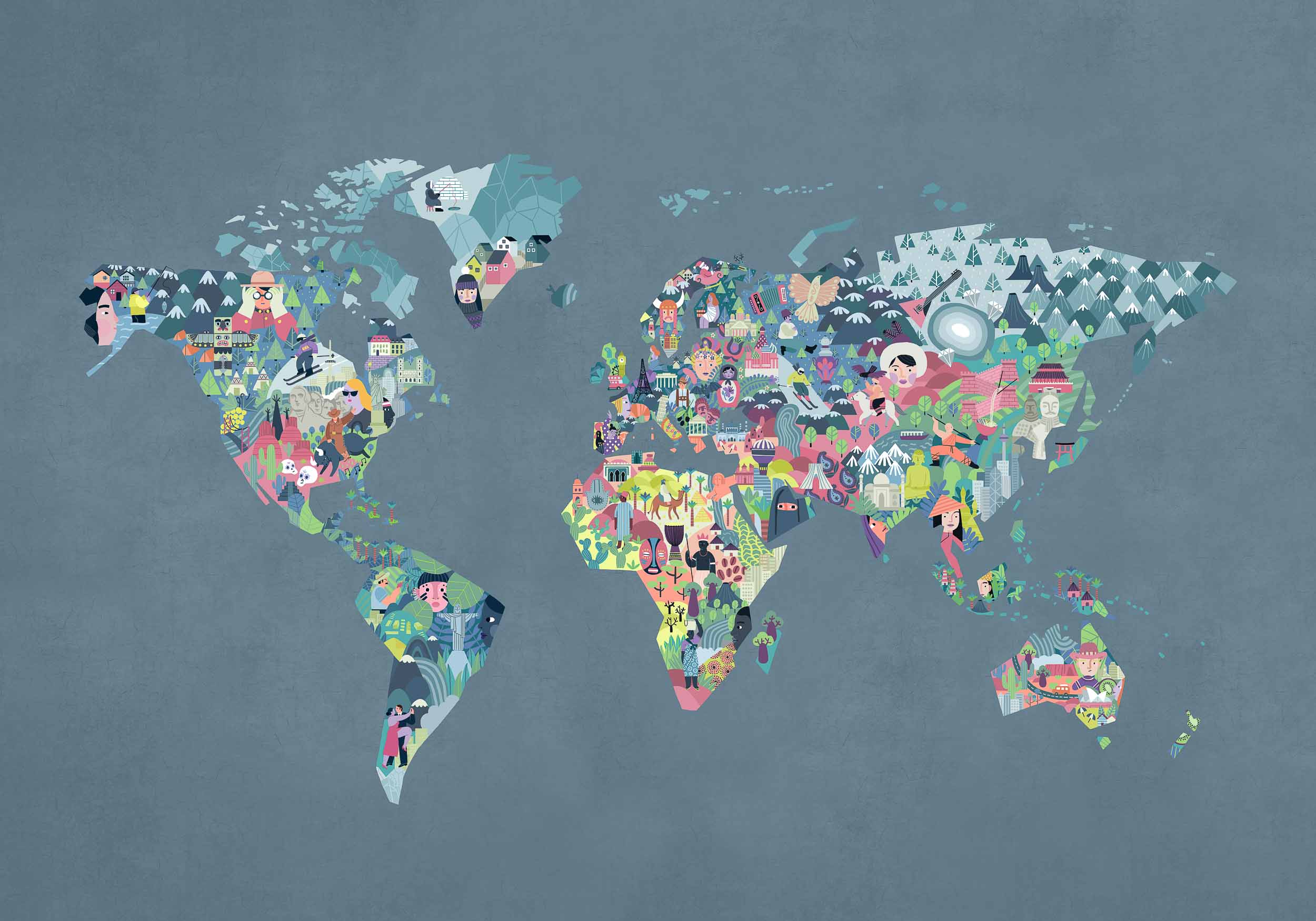 Coordonné Random Kids Diversity Map behang 9700063 behang afbeelding 1