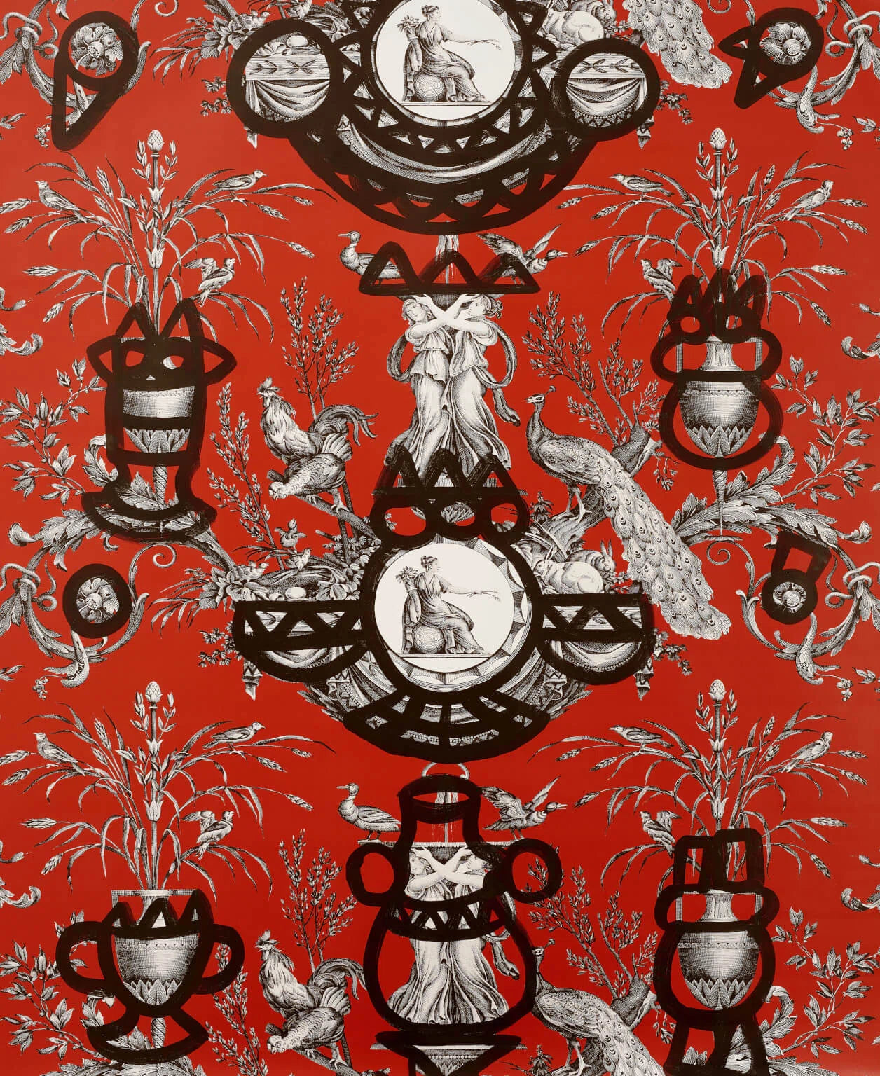 Pierre Frey Fontaine et animaux barbouillage Behang FP568004 - LAB COLOUR THE WORLD