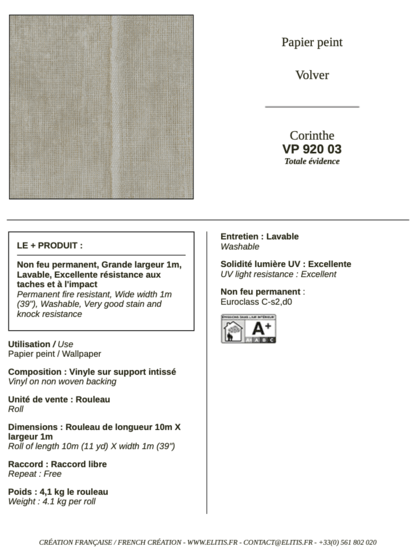 ÉLITIS Corinthe Behang VP 920 03 - LAB COLOUR THE WORLD