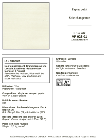 ÉLITIS Kosa Silk Behang VP 928 01 - LAB COLOUR THE WORLD