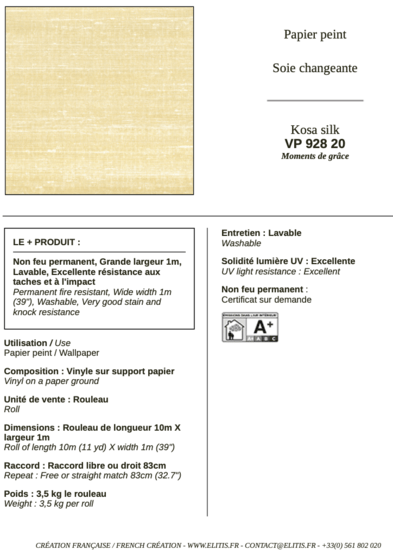 ÉLITIS Kosa Silk Behang VP 928 20 - LAB COLOUR THE WORLD