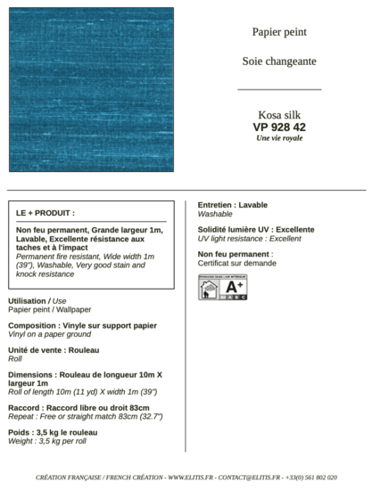 ÉLITIS Kosa Silk Behang VP 928 42 - LAB COLOUR THE WORLD