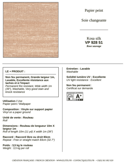 ÉLITIS Kosa Silk Behang VP 928 51 - LAB COLOUR THE WORLD