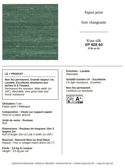 ÉLITIS Kosa Silk Behang VP 928 60 - LAB COLOUR THE WORLD