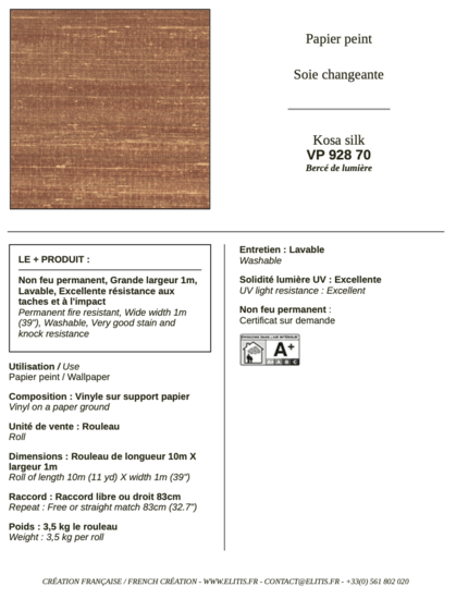 ÉLITIS Kosa Silk Behang VP 928 70 - LAB COLOUR THE WORLD