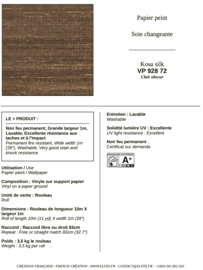 ÉLITIS Kosa Silk Behang VP 928 72 - LAB COLOUR THE WORLD