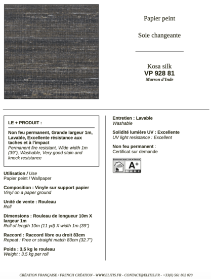 ÉLITIS Kosa Silk Behang VP 928 81 - LAB COLOUR THE WORLD
