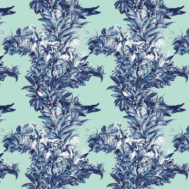 Les Dominotiers Everglades Turquoise Behang DOM 145-2