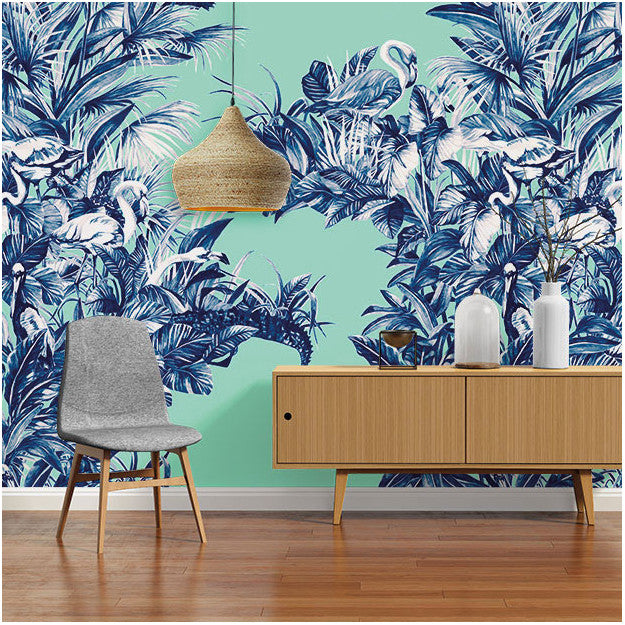 Les Dominotiers Everglades Turquoise Behang DOM 145-2