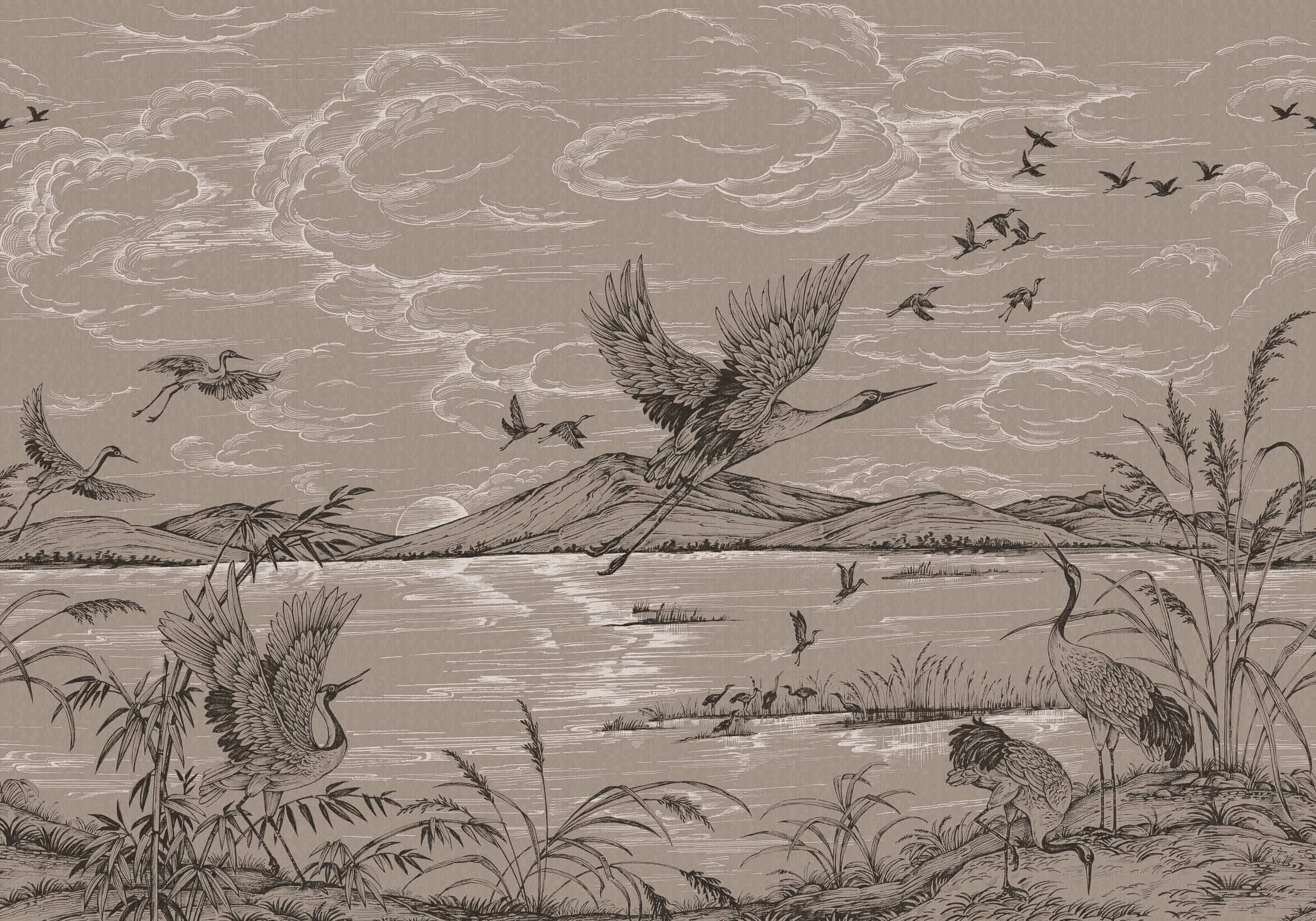 Coordonné Forbidden City Heron's Poetry behang B00157 behang afbeelding 1