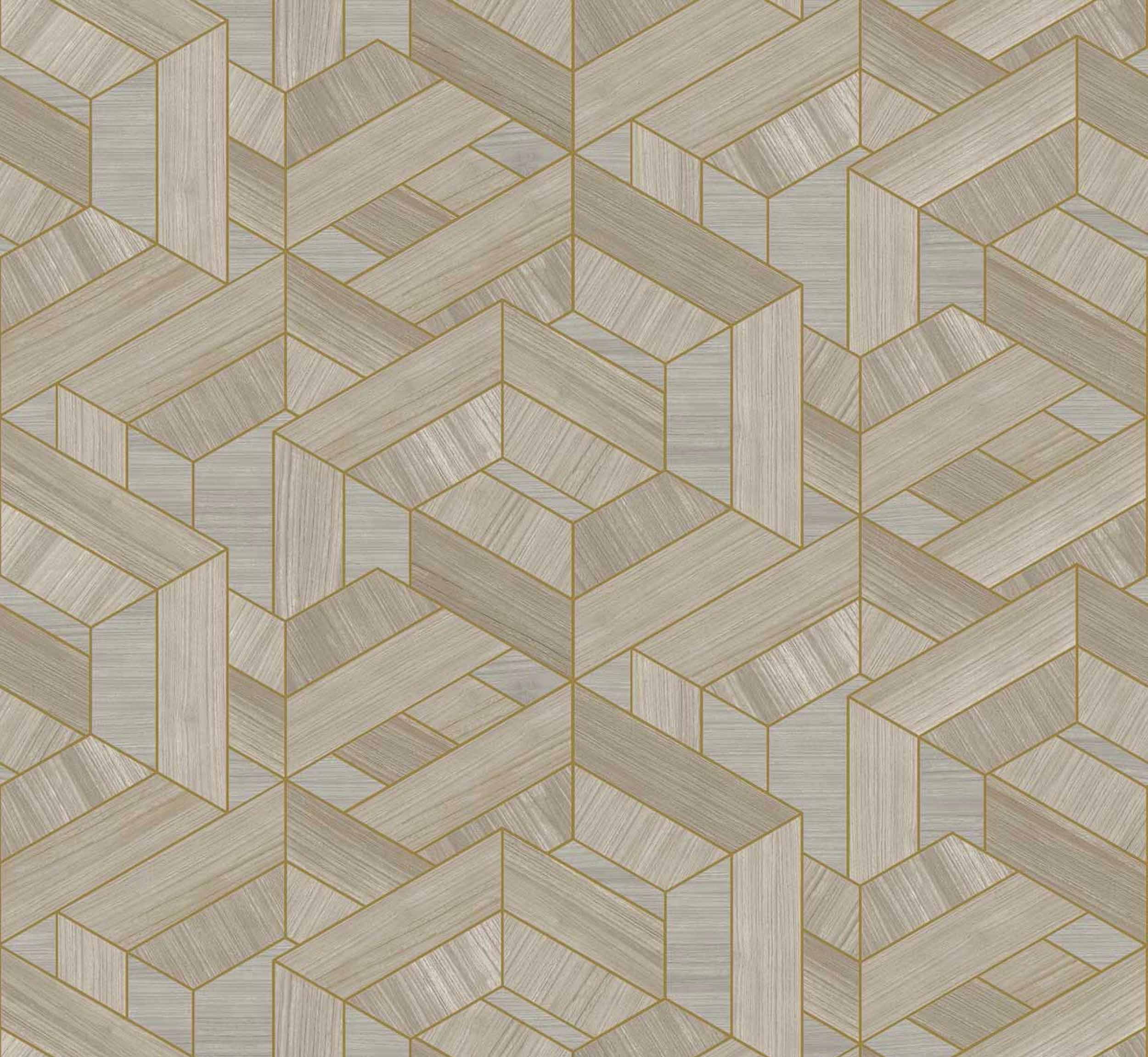 Coordonné Woodcraft Hexagon behang A00453 behang afbeelding 1
