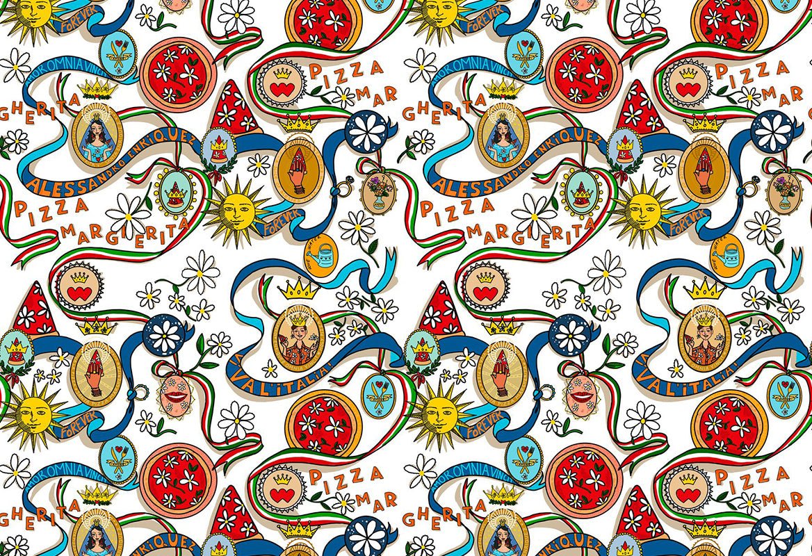 HookedOnWalls Enriquezland Pizza Margherita behang 25545 - LAB COLOUR THE WORLD