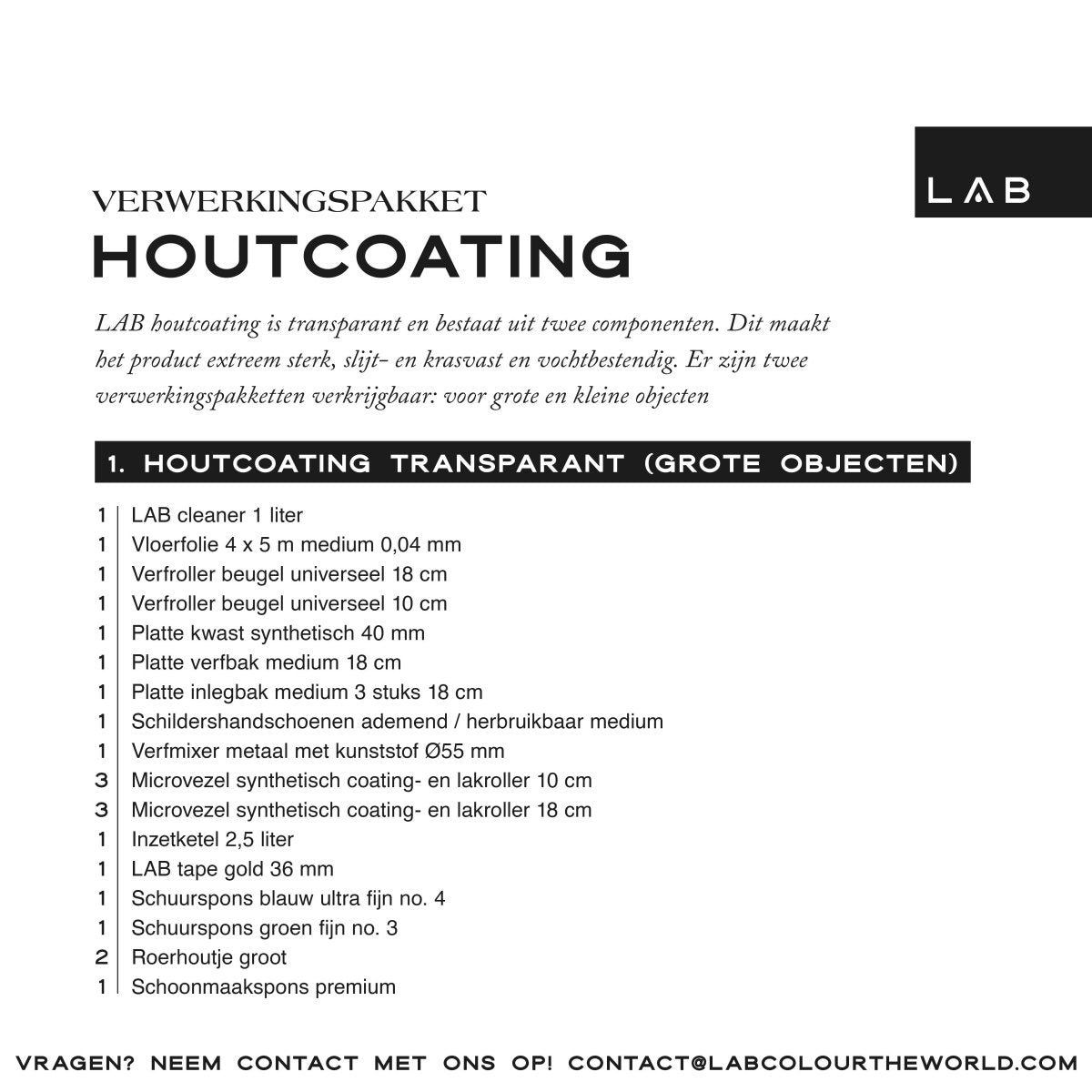 houtcoating verwerkingspakket - LAB COLOUR THE WORLD