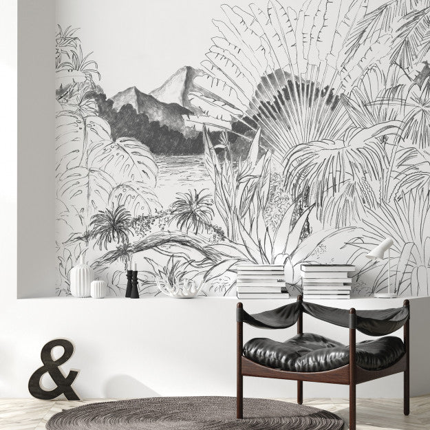 Les Dominotiers Itaya Black Black & White Behang DOM 505