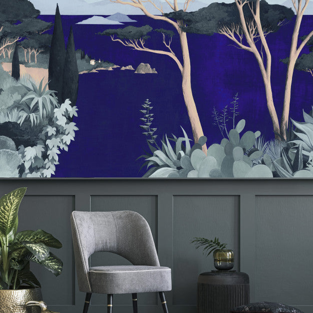 Les Dominotiers Lago Di Garda Blue Blue & Green Behang DOM 515