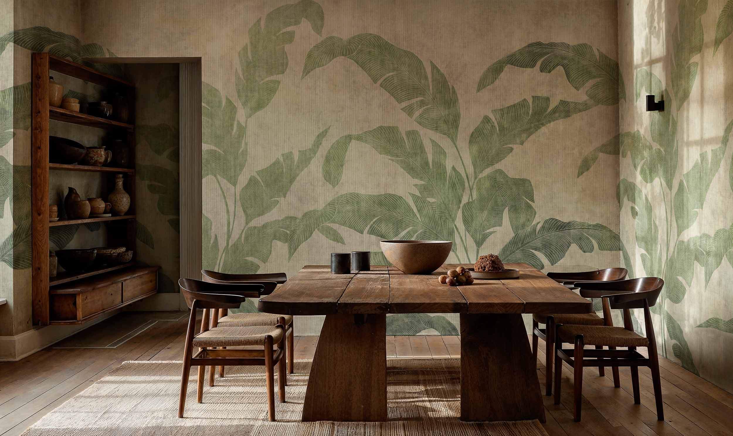 Coordonné Berber Leaves Shadow behang B00468 sfeer afbeelding 1