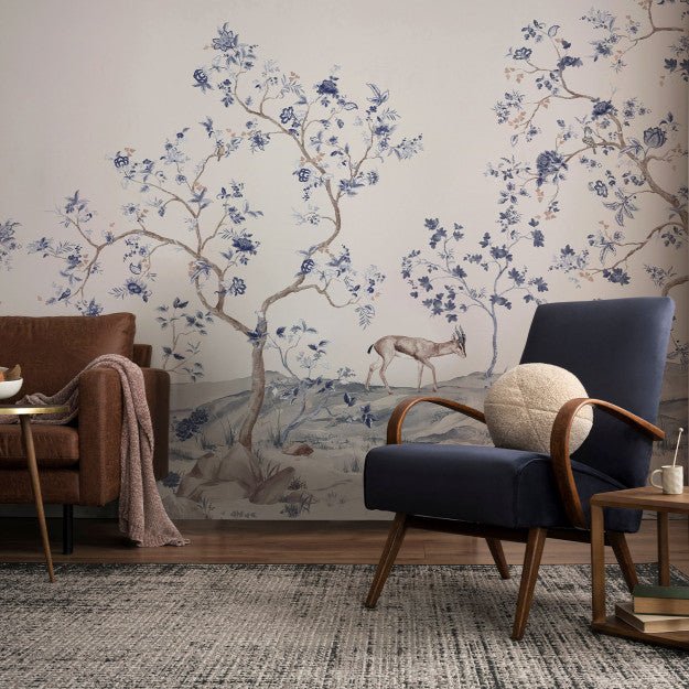 Les Dominotiers Arbre de vie bleu Behang DOM 6002 - LAB COLOUR THE WORLD