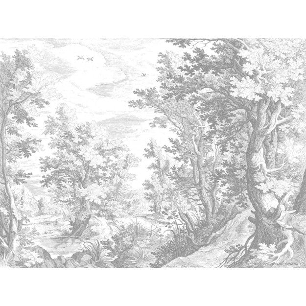 Les Dominotiers Brushwood, Grey Behang DOM 304-1 - LAB COLOUR THE WORLD
