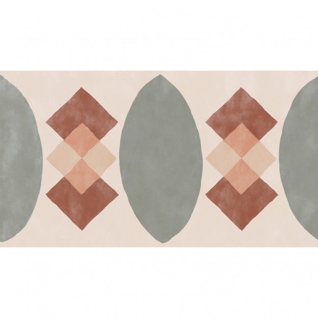 Les Dominotiers Checkmate Beige / Green / Terracota / Pink Behang DOM 701 - LAB COLOUR THE WORLD
